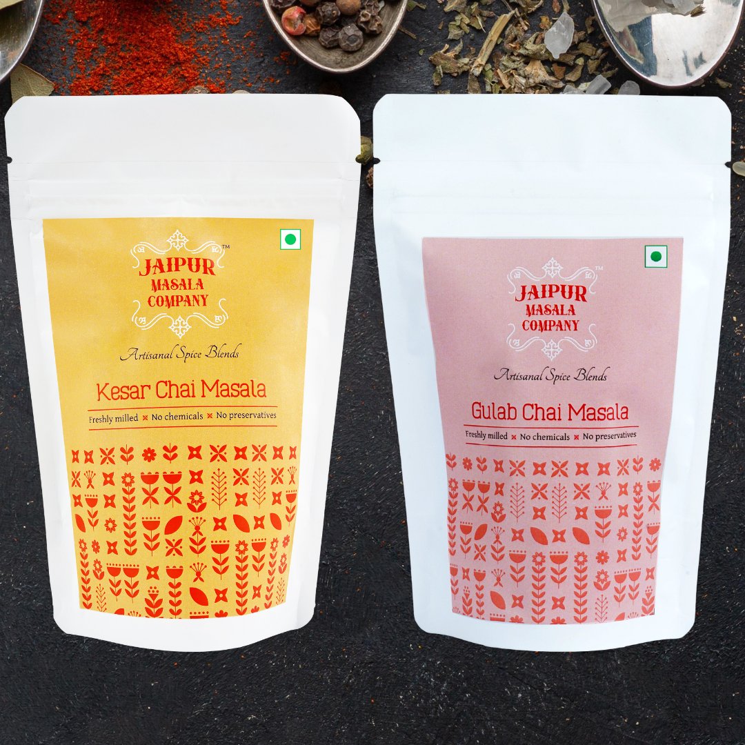 Combo Pack - Kesar Chai Masala & Gulab Chai Masala - Jaipur Masala Company